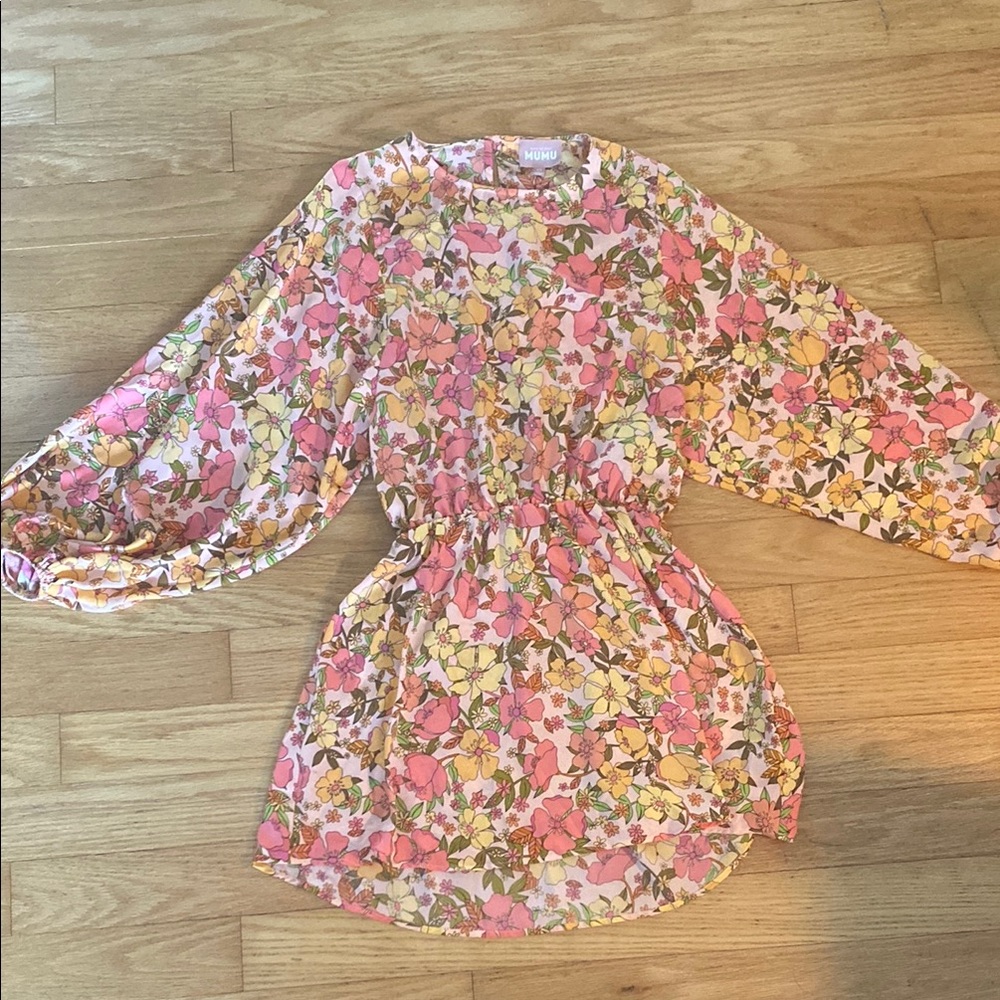 Show Me Your Mumu Floral Women’s Mini Dress with Pink and Yellow Accents